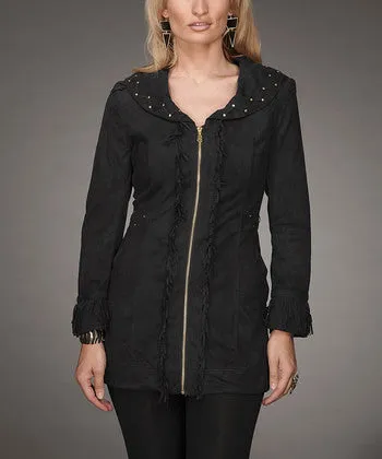 Firmiana | Coat with Zipper and Fringe Red