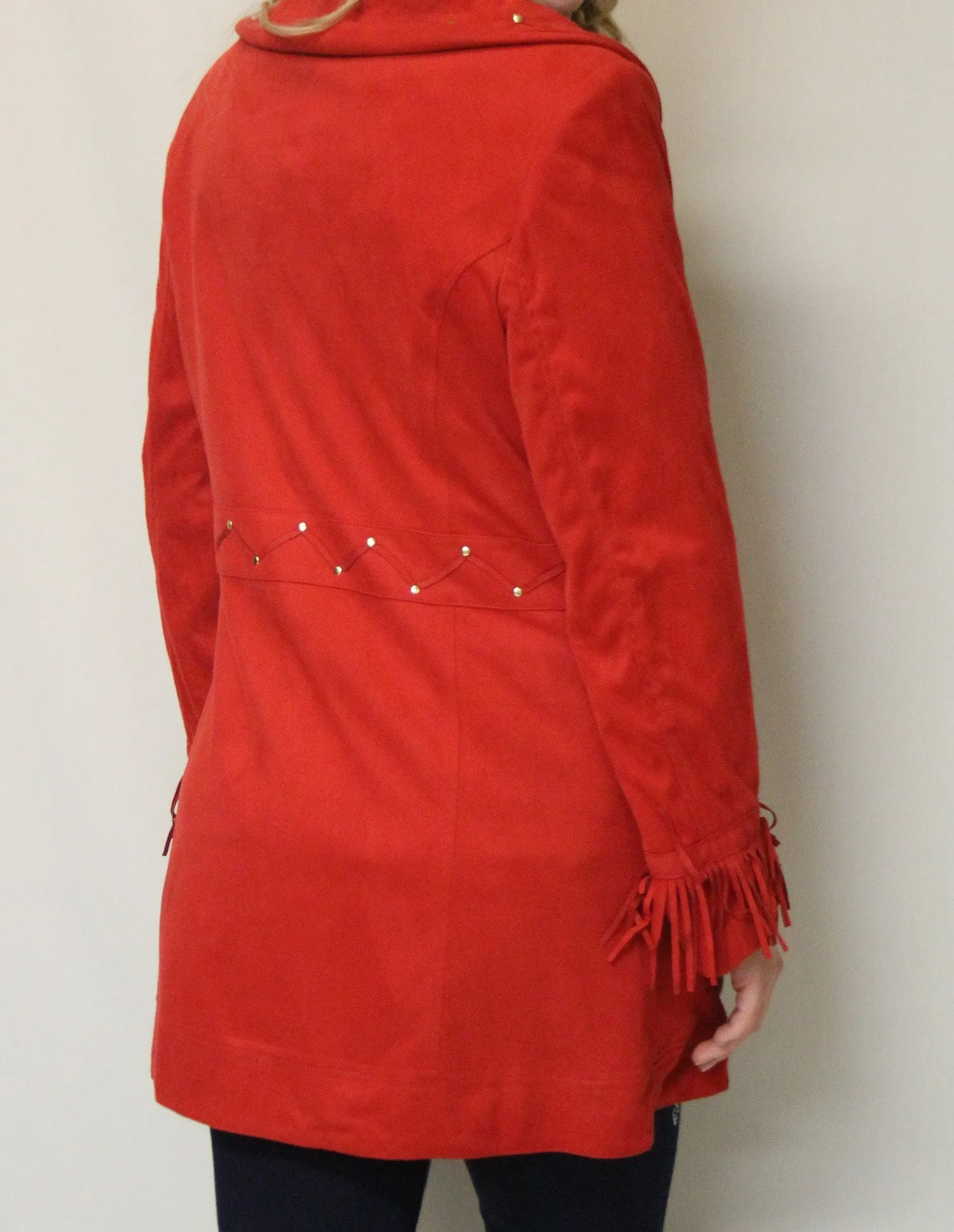 Firmiana | Coat with Zipper and Fringe Red