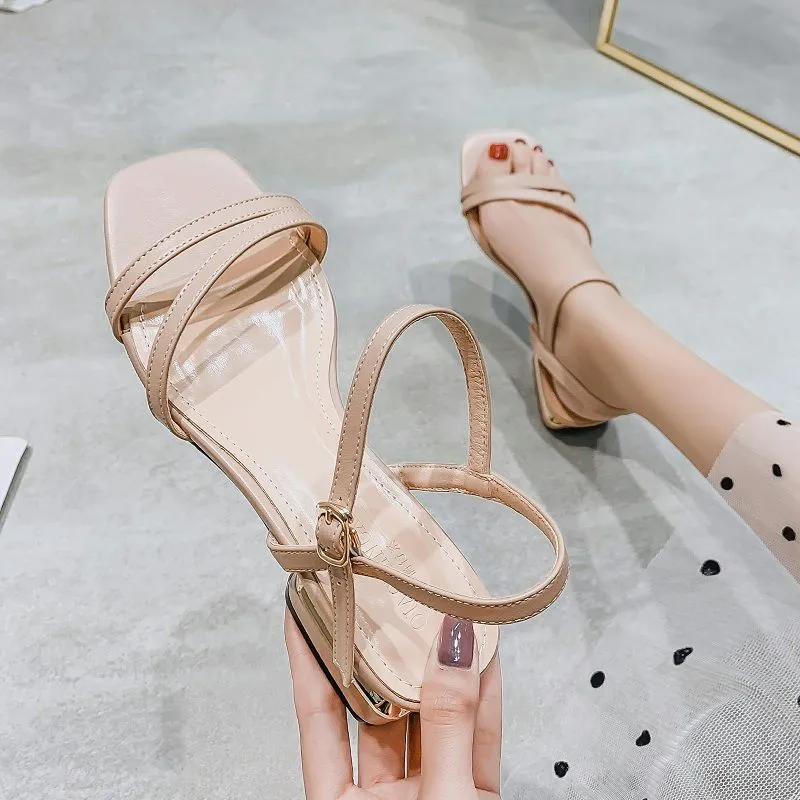 Flat Low Heel With Skirt Strap Sandals