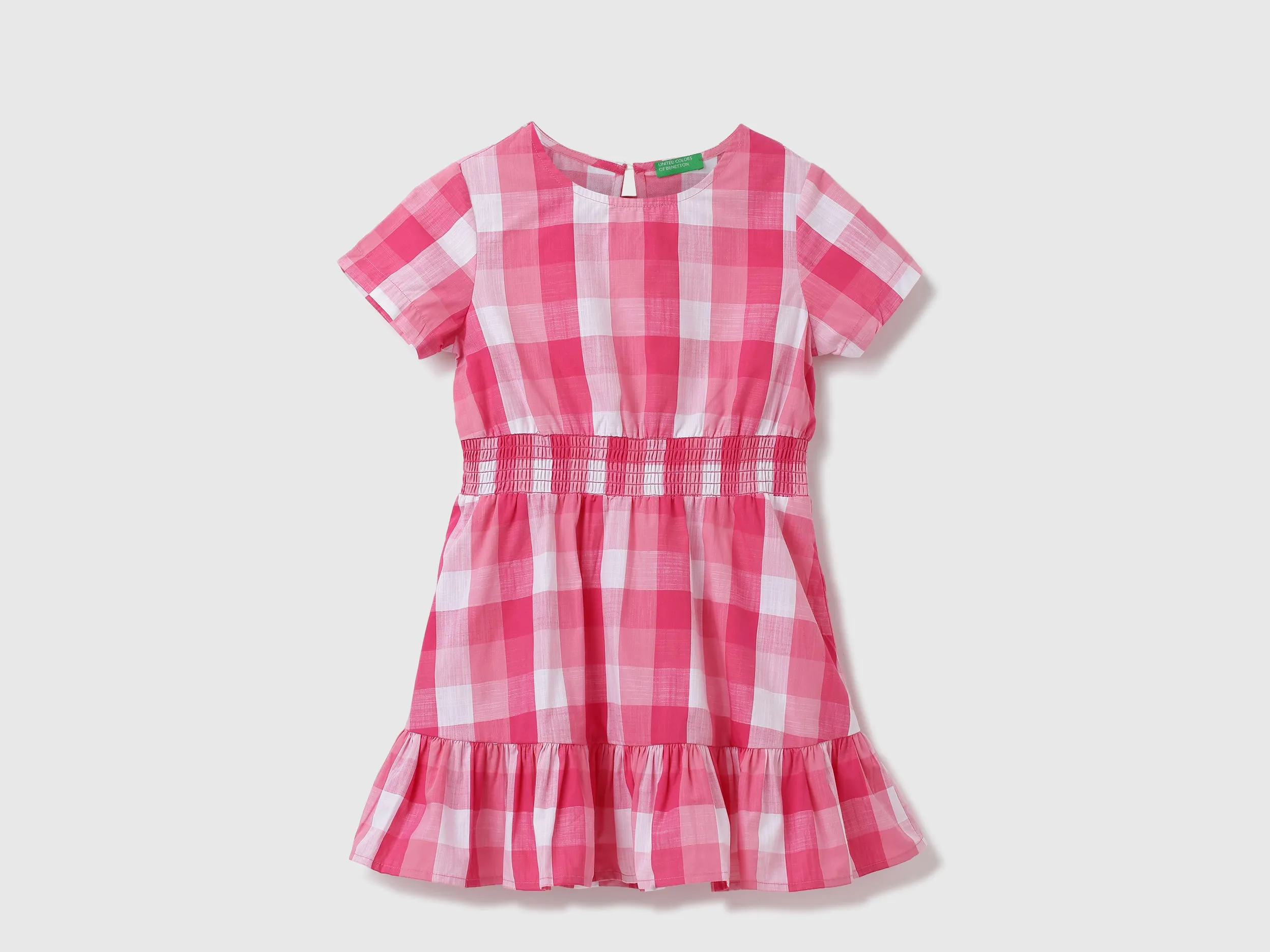 Girls Checked Round Neck Dress