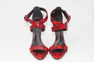 Giuseppe Zanotti Red Snakeskin Heeled Sandals