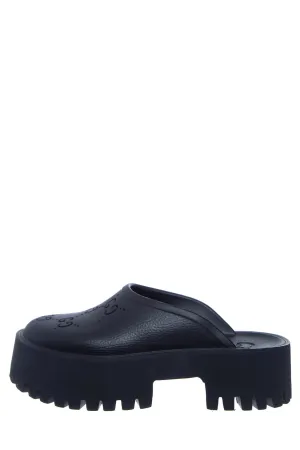 Gucci Black Rubber GG Platform Clogs SZ 38