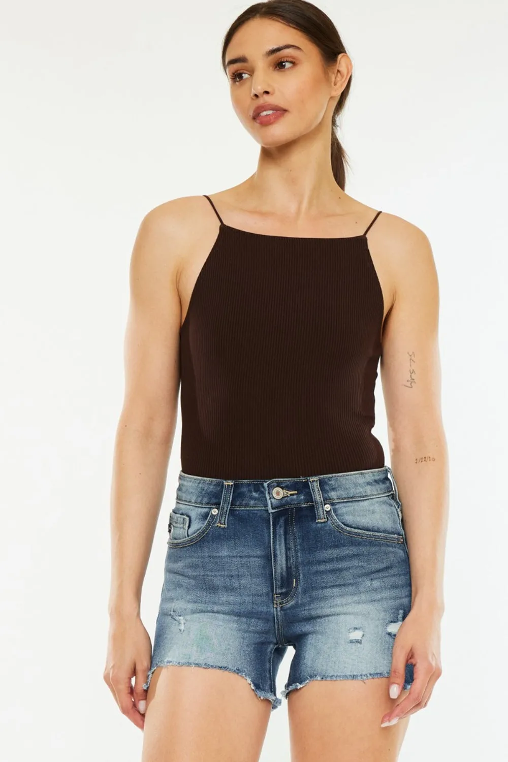 Hazel Blues® |  Kancan High Waist Raw Hem Denim Shorts