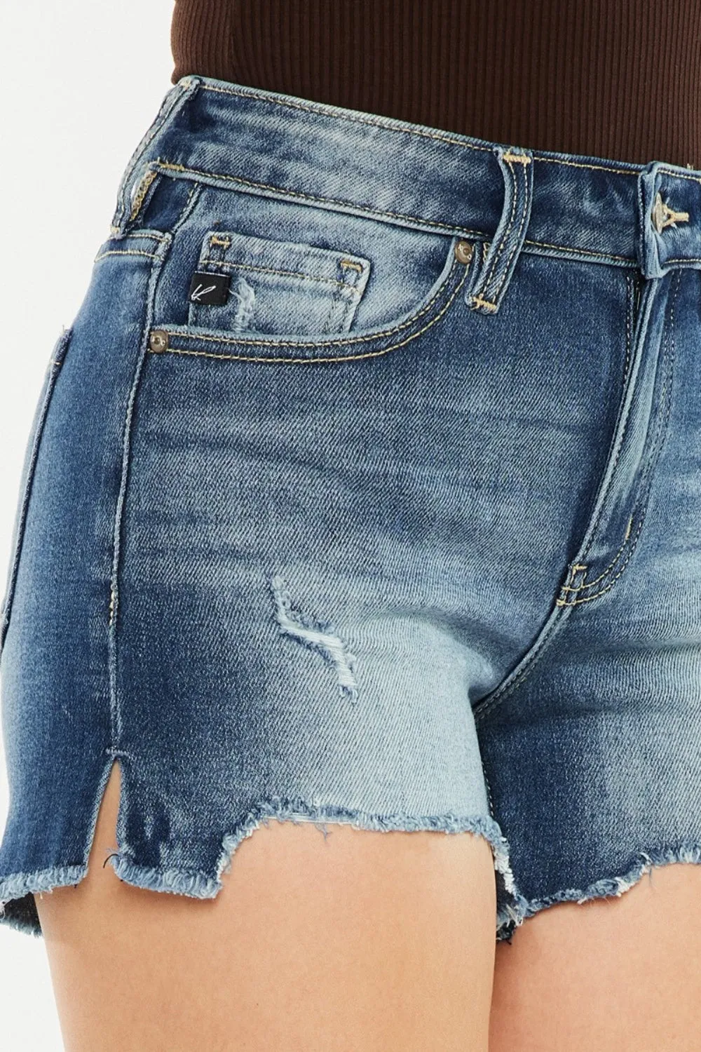 Hazel Blues® |  Kancan High Waist Raw Hem Denim Shorts