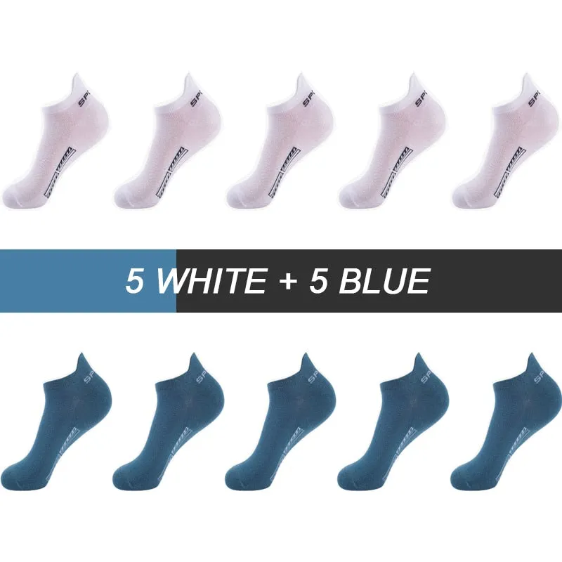 High Quality Breathable Cotton Ankle Mesh Socks (10Pairs )