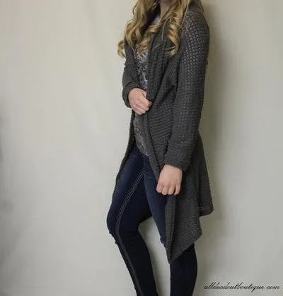 Honey Punch | Knit Cardigan Charcoal