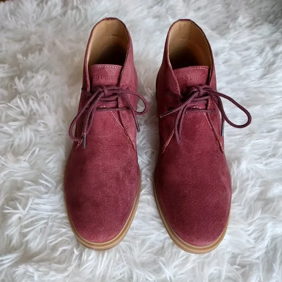 Hush Puppies Chukka Boots Womens  Suede Tassel Laces Low Block Heel