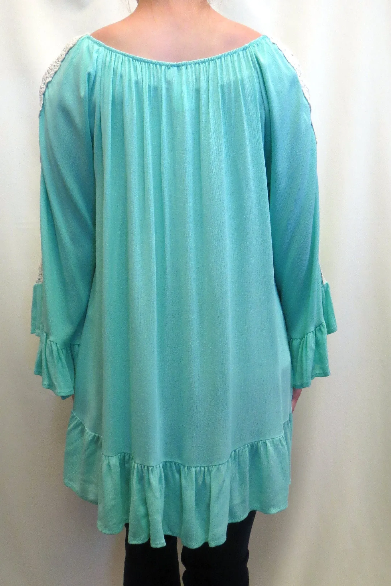 J&M | Lace Sleeve Over-sized Tunic Mint