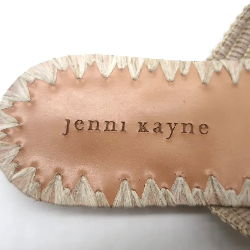 Jenni Kayne Raffia Crossover Sandals Beige Size 38 Flat Slides