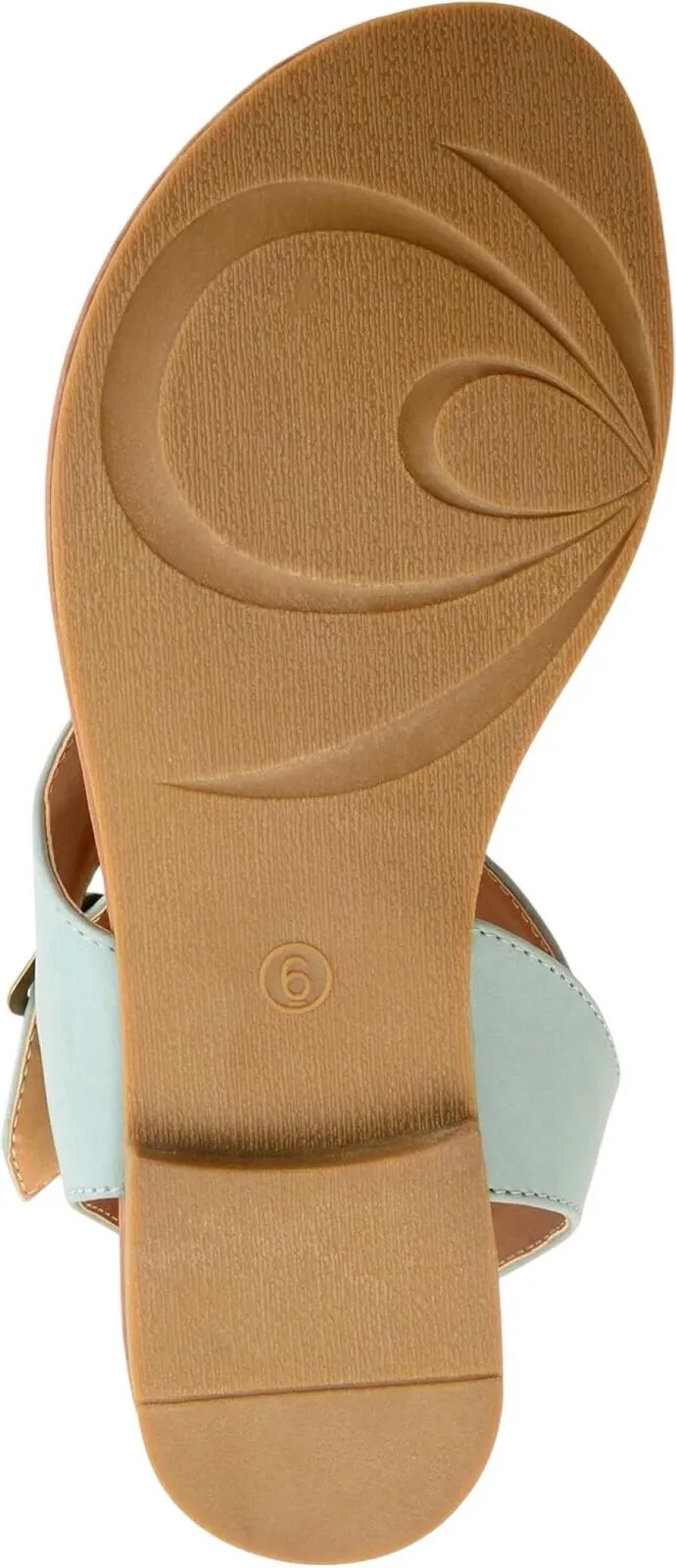 Journee Collection Kyle Faux Leather Ankle Straps Flat Sandals Light Blue 7.5M