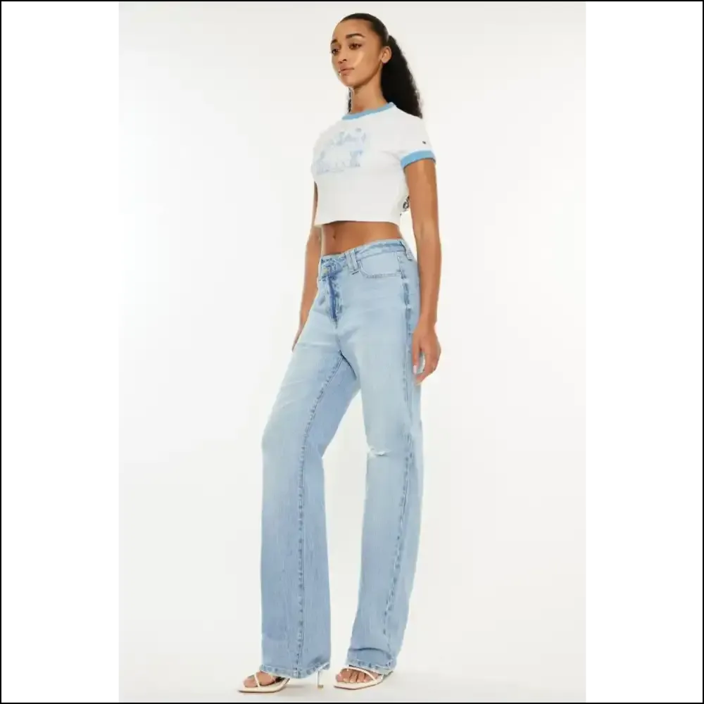 Kancan Distressed High Waist Straight Jeans: your New Bff for Strutting!