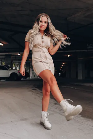 Katelynn Denim Dress - Tan