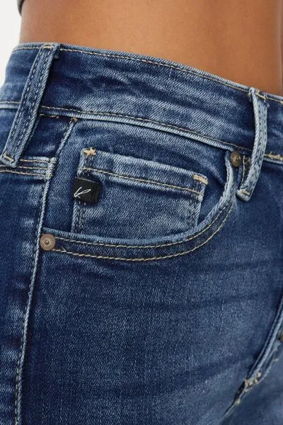 Kinzy Full Size Cat's Whiskers Button Fly Denim Shorts