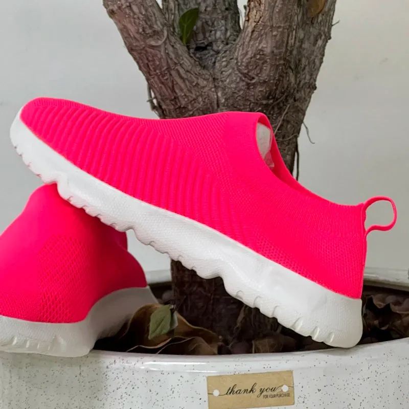 Knitting Sock Sneakers - Slip On Flat Shoes Women Plus Size Loafers Flats Walking Shoes Women Spring Summer