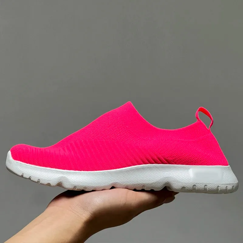 Knitting Sock Sneakers - Slip On Flat Shoes Women Plus Size Loafers Flats Walking Shoes Women Spring Summer
