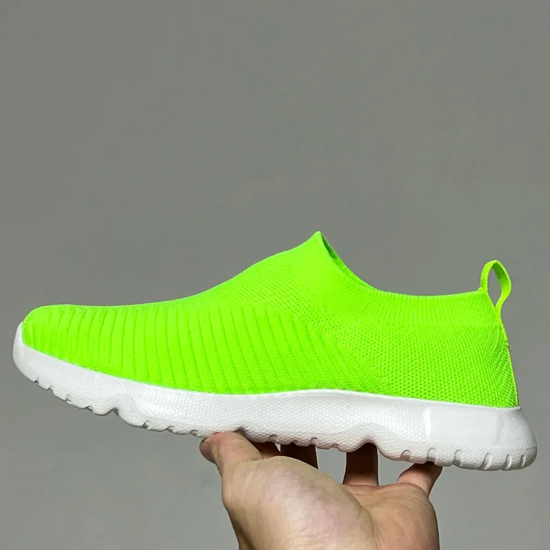 Knitting Sock Sneakers - Slip On Flat Shoes Women Plus Size Loafers Flats Walking Shoes Women Spring Summer