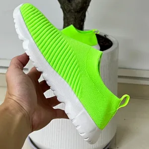 Knitting Sock Sneakers - Slip On Flat Shoes Women Plus Size Loafers Flats Walking Shoes Women Spring Summer