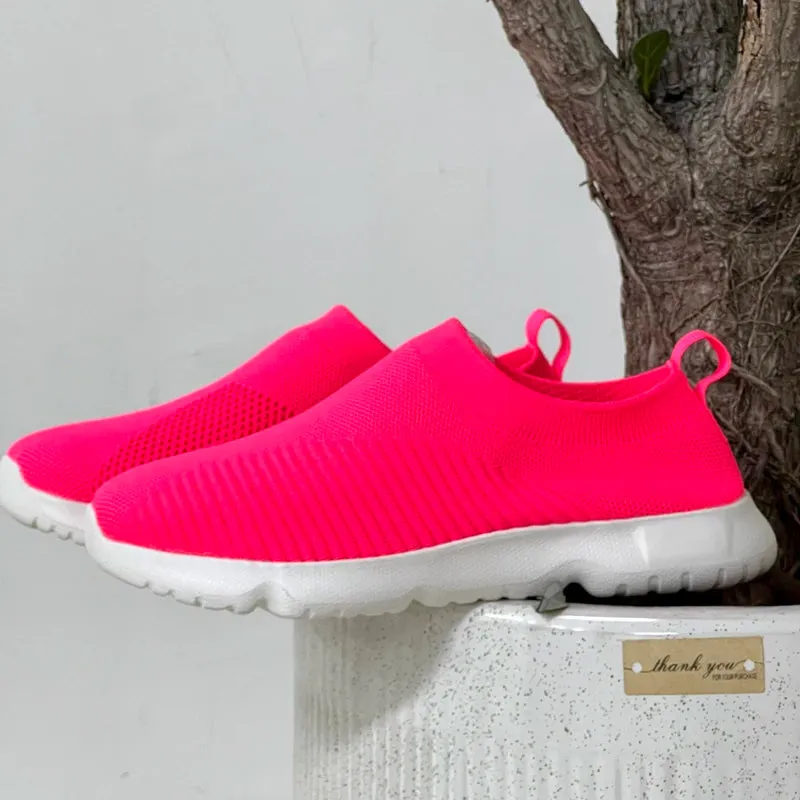 Knitting Sock Sneakers - Slip On Flat Shoes Women Plus Size Loafers Flats Walking Shoes Women Spring Summer