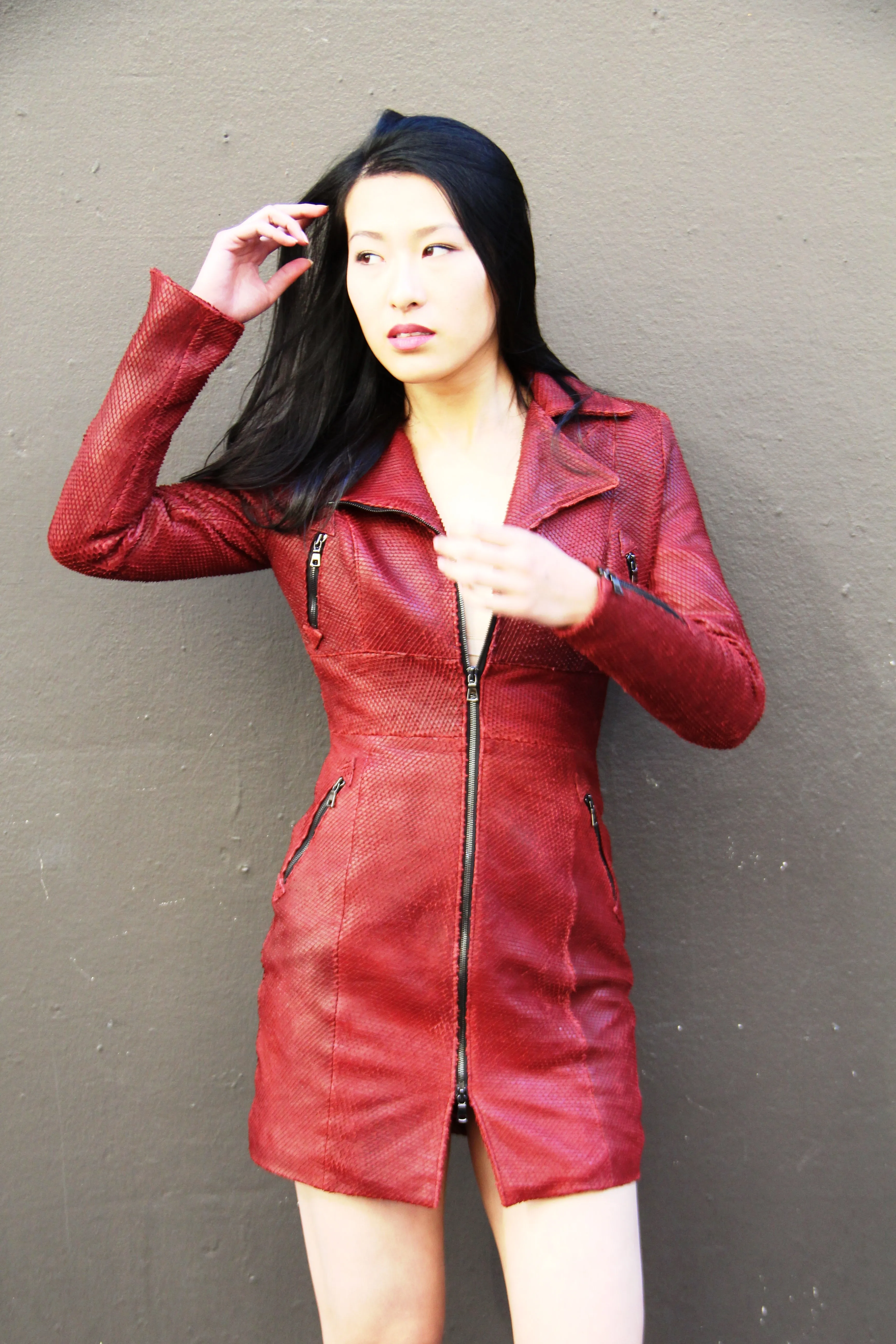 Laser Cut Oxblood Award winning Coat/Dress