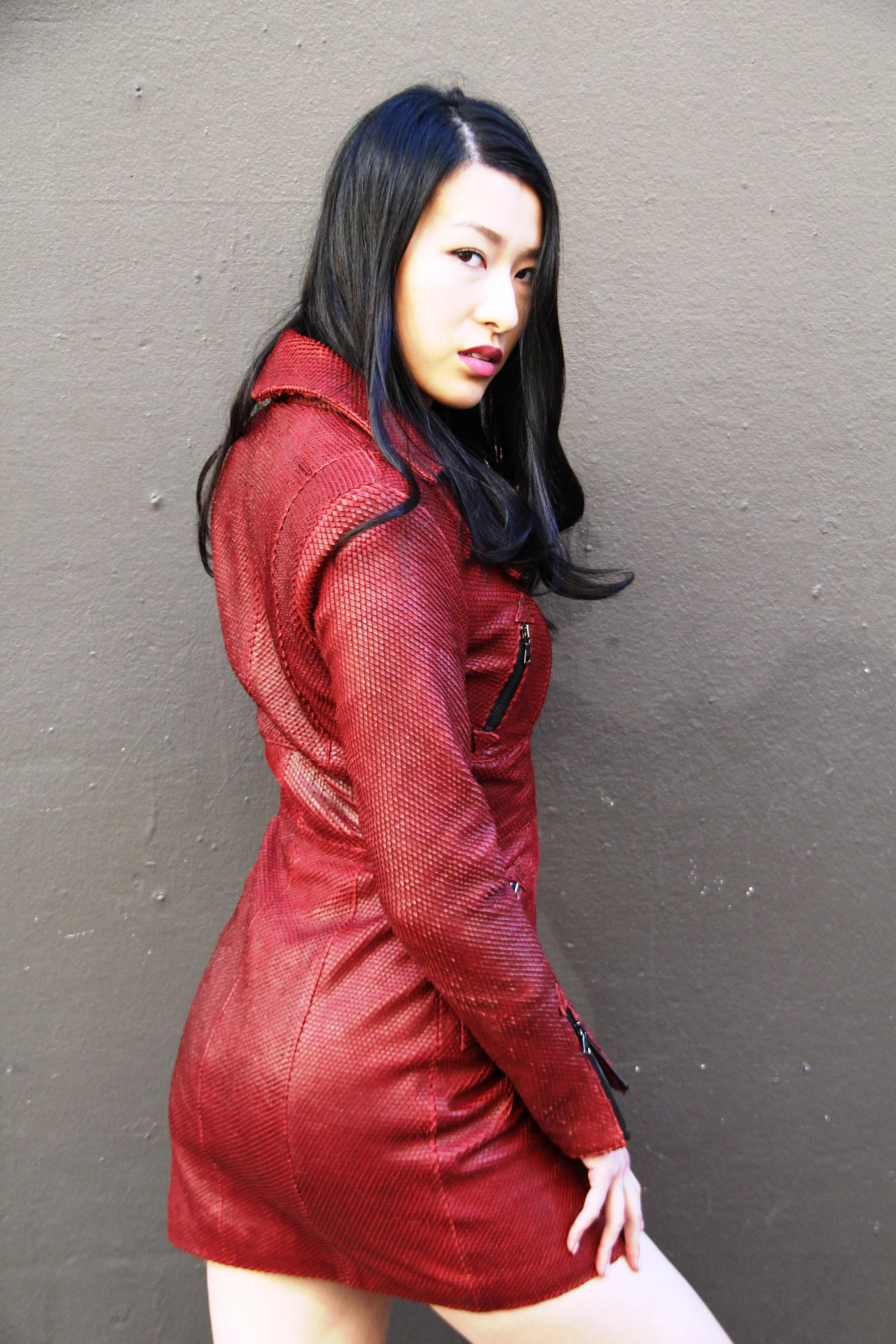 Laser Cut Oxblood Award winning Coat/Dress