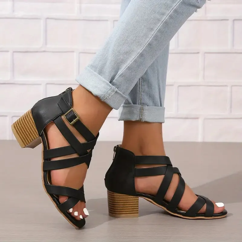 🔥Last Day Promotion 50% OFF - Women's Retro Stacked Heeled Orthopedic Sandals