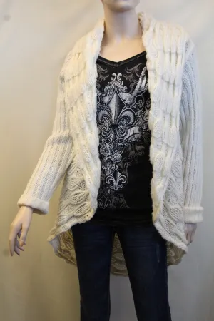 Lily | Crochet Beige Sweater Cardigan