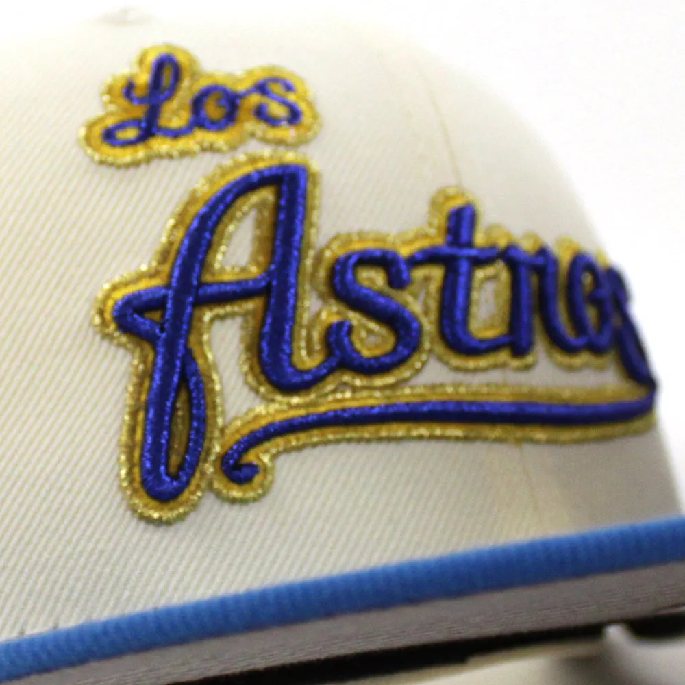 Los Houston Astros State Patch New Era 59Fifty Fitted Hat (Chrome White, Rainstorm Blue Gray Under Brim)