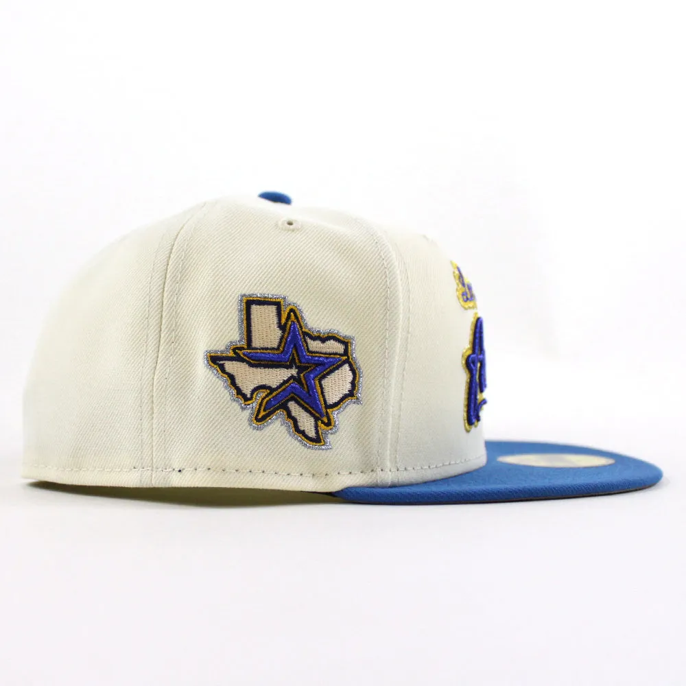 Los Houston Astros State Patch New Era 59Fifty Fitted Hat (Chrome White, Rainstorm Blue Gray Under Brim)