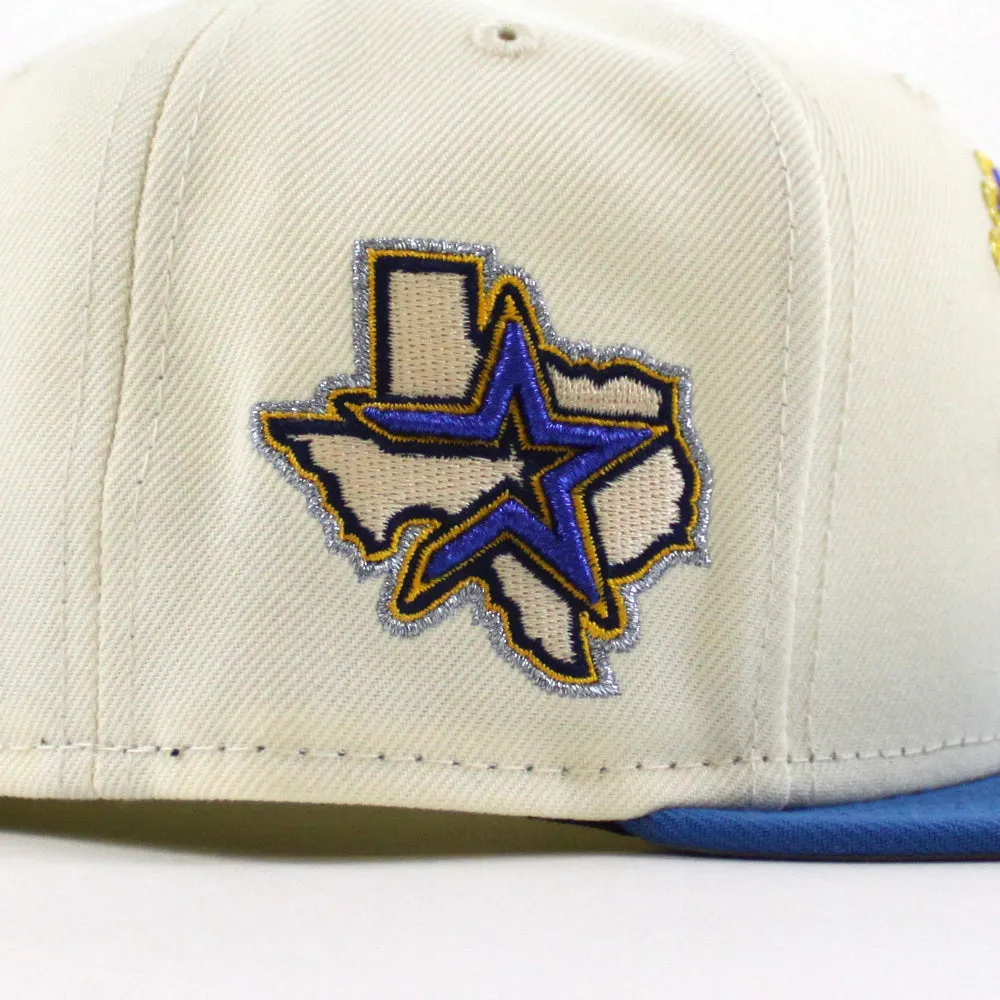 Los Houston Astros State Patch New Era 59Fifty Fitted Hat (Chrome White, Rainstorm Blue Gray Under Brim)