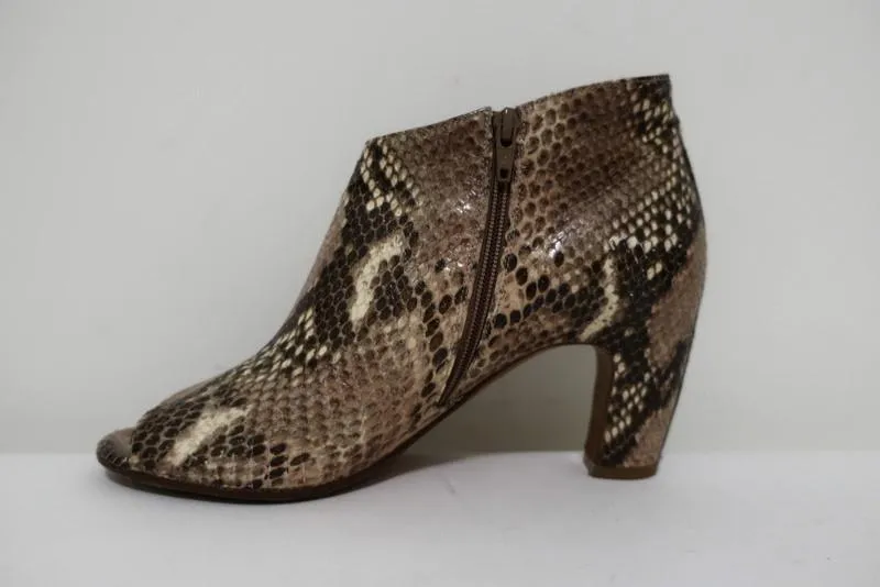 Maison Martin Margiela Peep-Toe Booties Taupe Snakeskin Size 36.5 Ankle Boots
