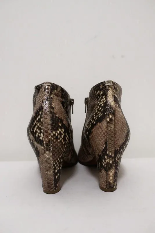 Maison Martin Margiela Peep-Toe Booties Taupe Snakeskin Size 36.5 Ankle Boots