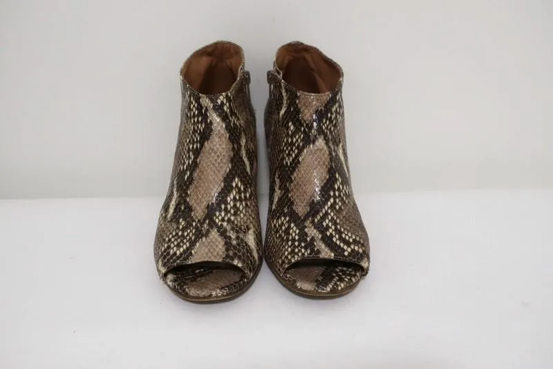 Maison Martin Margiela Peep-Toe Booties Taupe Snakeskin Size 36.5 Ankle Boots