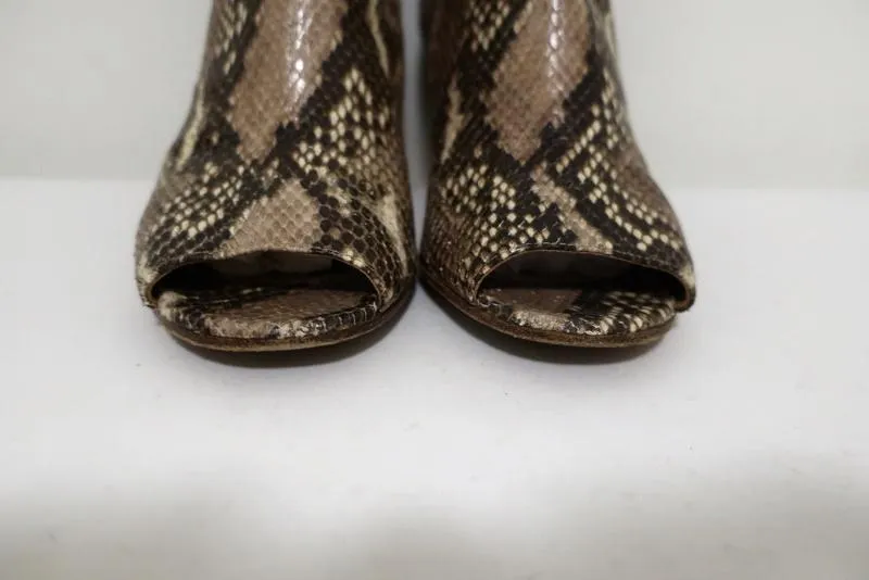 Maison Martin Margiela Peep-Toe Booties Taupe Snakeskin Size 36.5 Ankle Boots