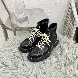 Martin Boots women Shoes Scarpe Donna Round Toe Ankle Boots Med Heel Ladies Boots Cross-Tied Female Shoes Plush Botas Mujer