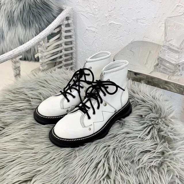 Martin Boots women Shoes Scarpe Donna Round Toe Ankle Boots Med Heel Ladies Boots Cross-Tied Female Shoes Plush Botas Mujer