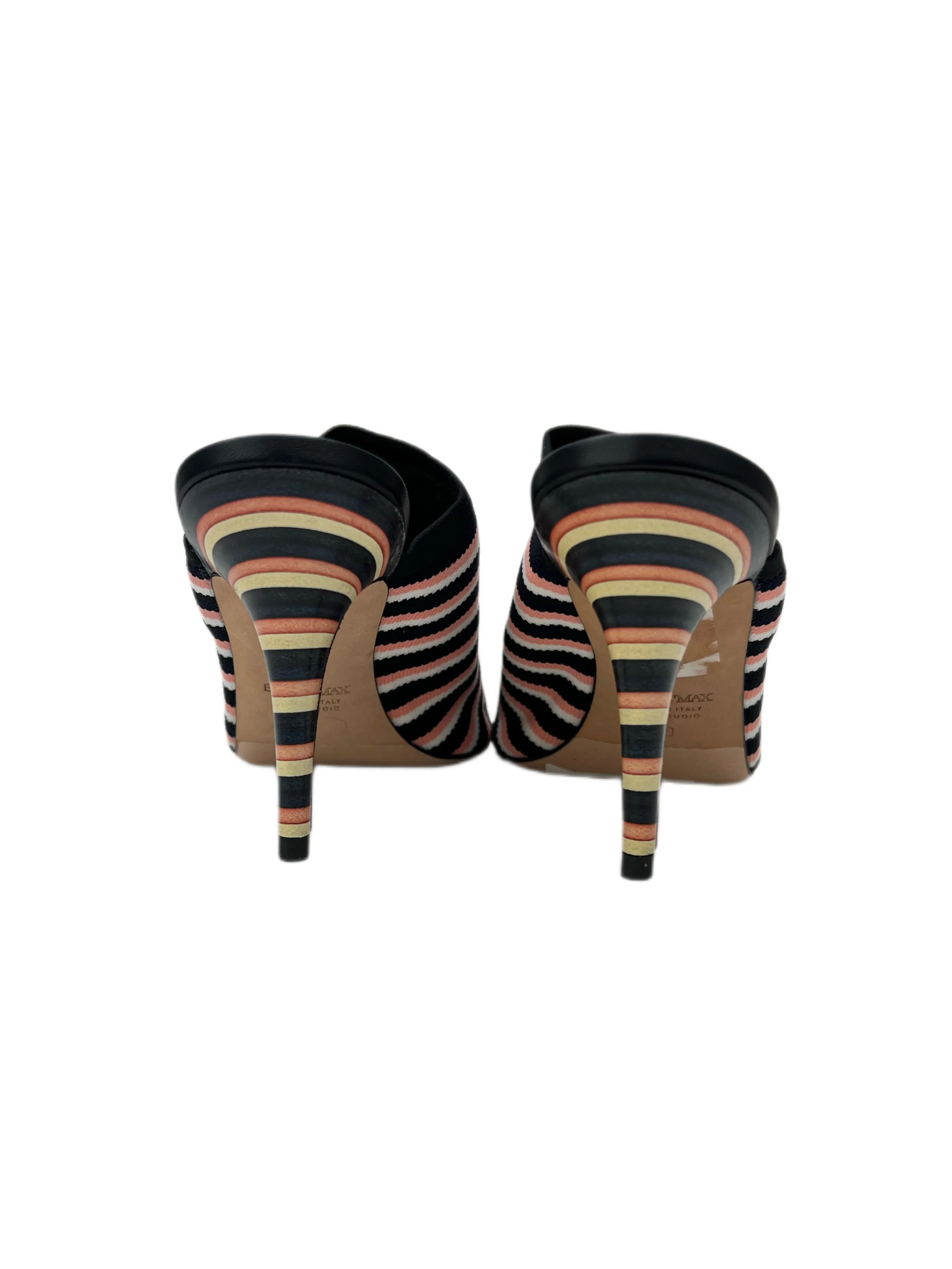 Max Mara Women's Pesca Stagno Striped Open Toe Heeled Sandals Size 9 NWT