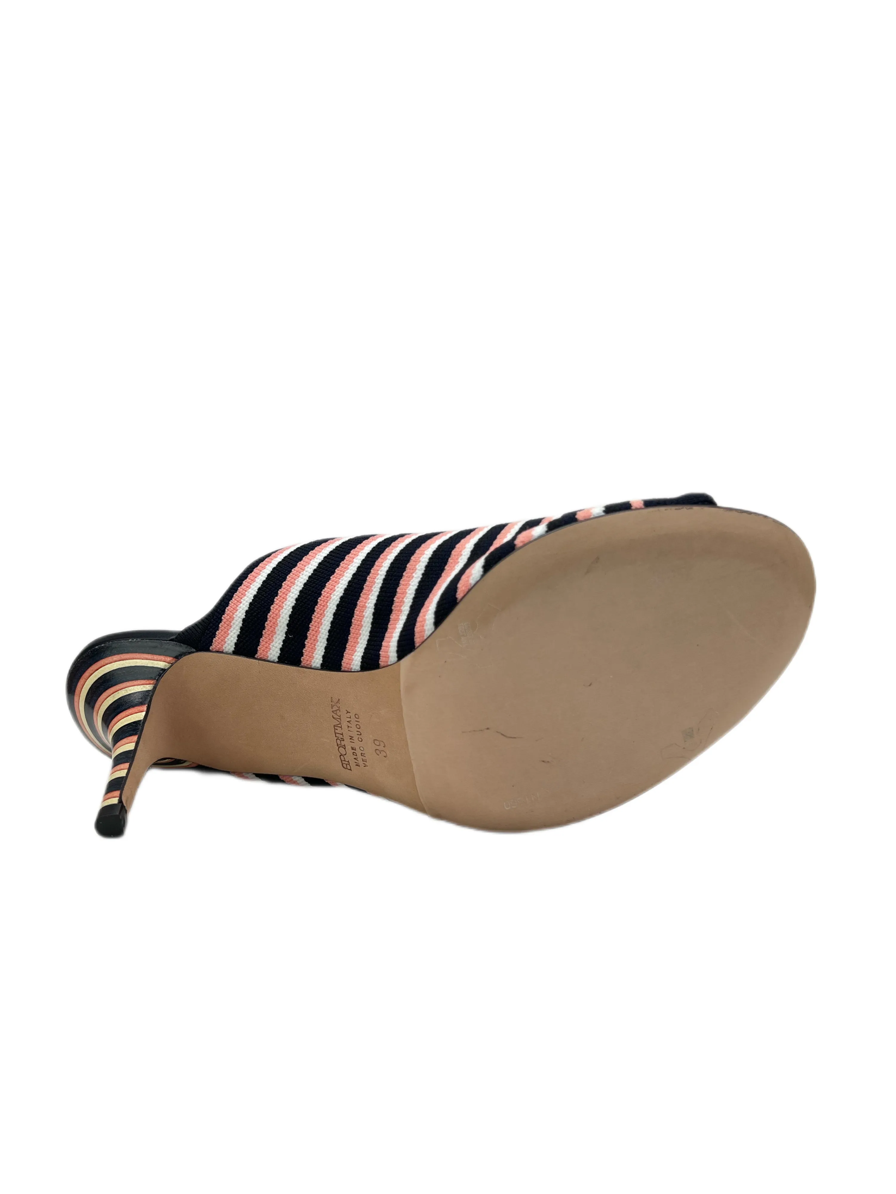 Max Mara Women's Pesca Stagno Striped Open Toe Heeled Sandals Size 9 NWT