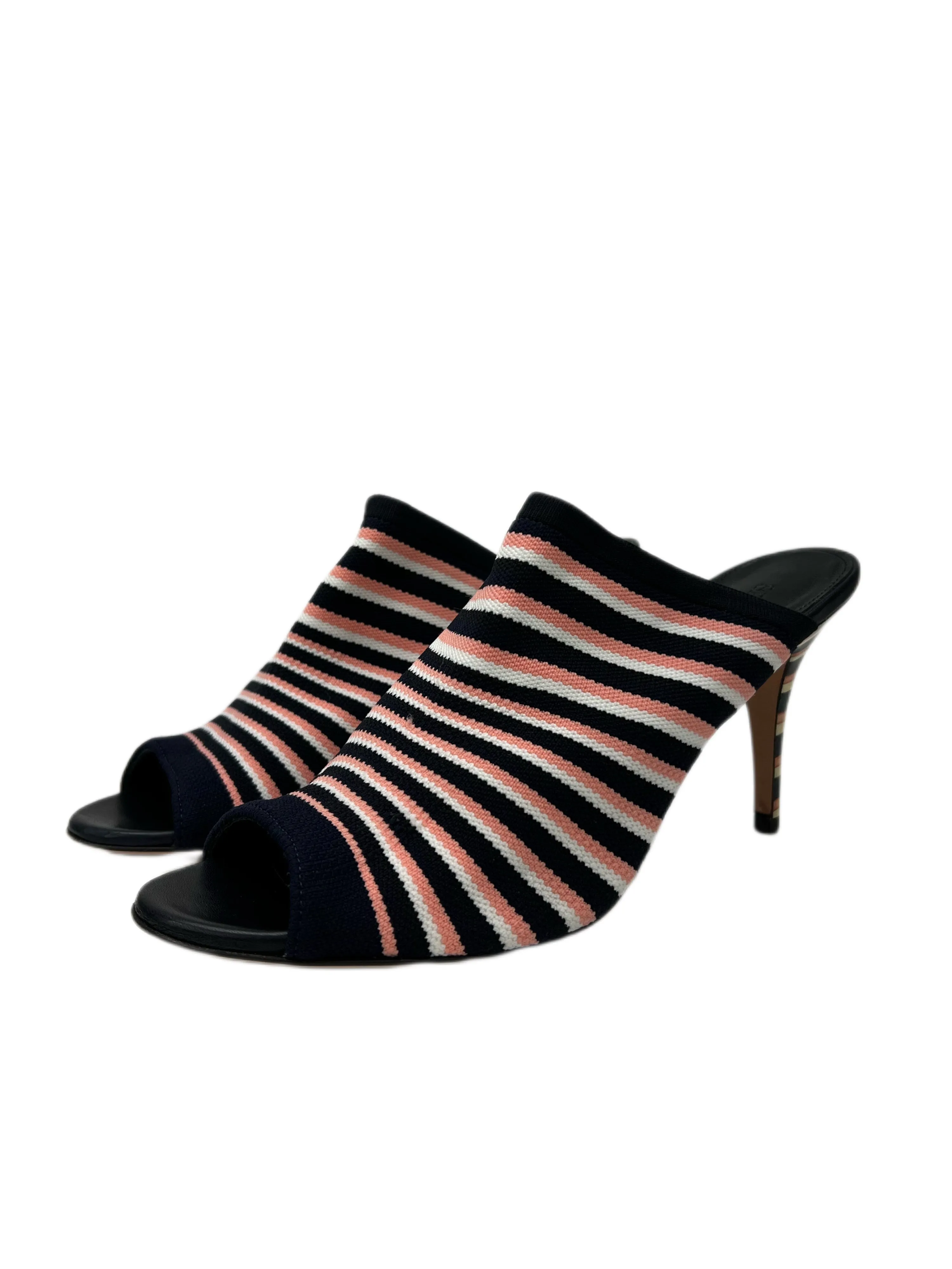 Max Mara Women's Pesca Stagno Striped Open Toe Heeled Sandals Size 9 NWT