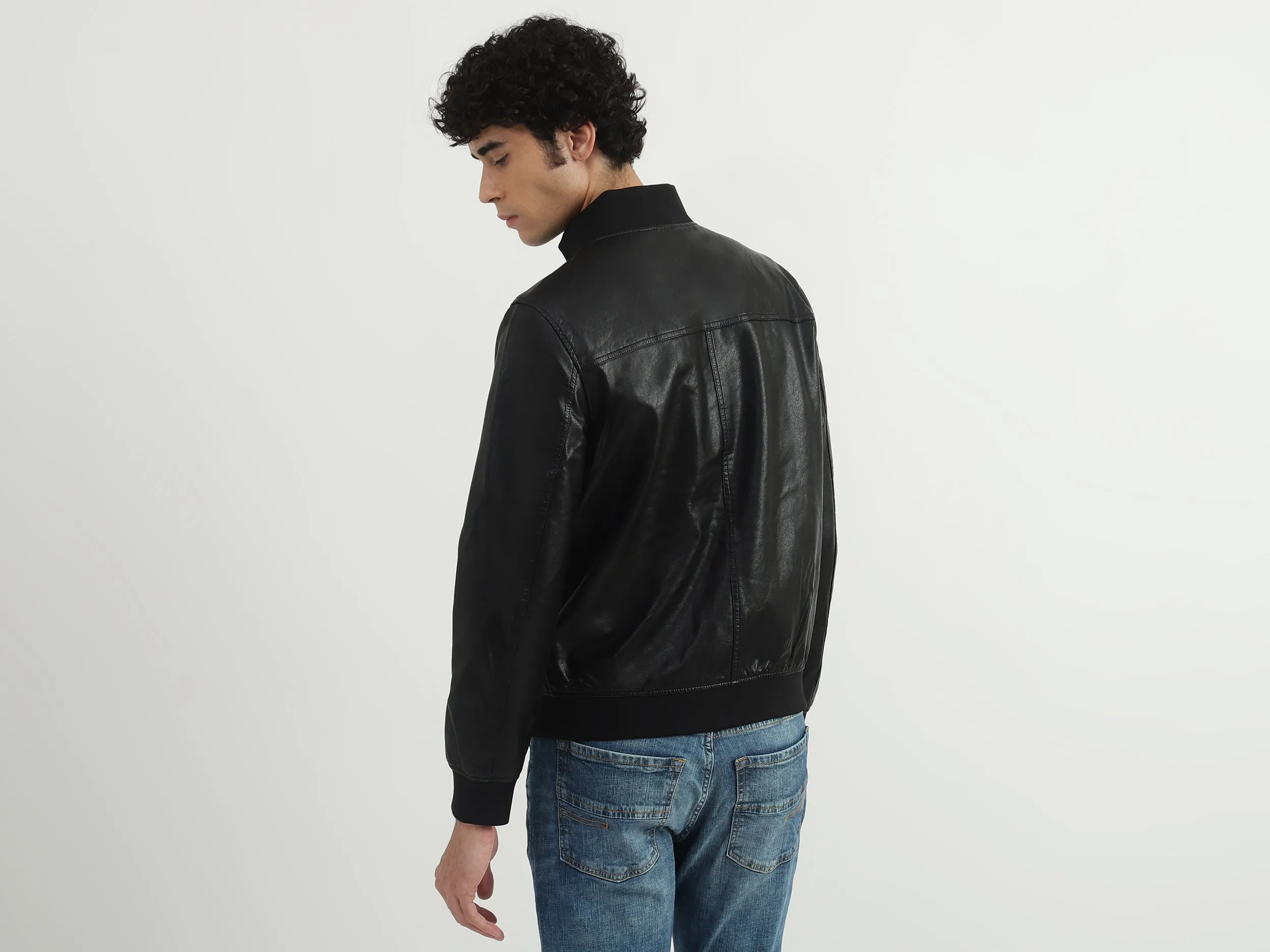Men Solid High Neck Jacket