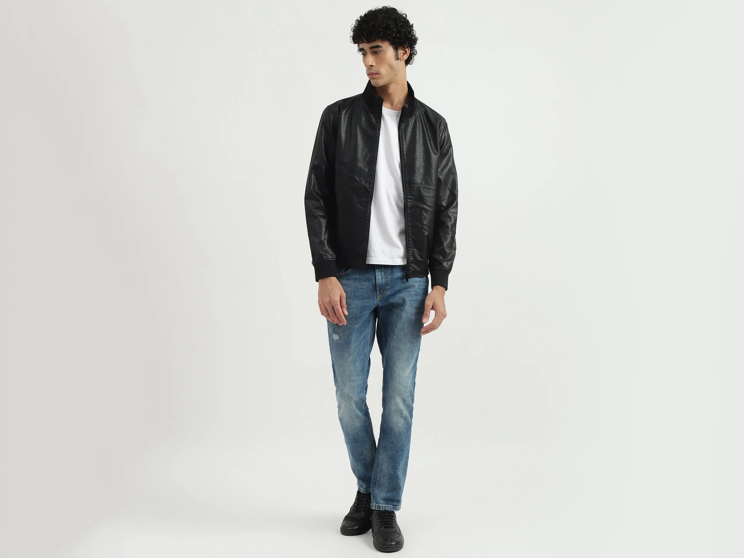 Men Solid High Neck Jacket