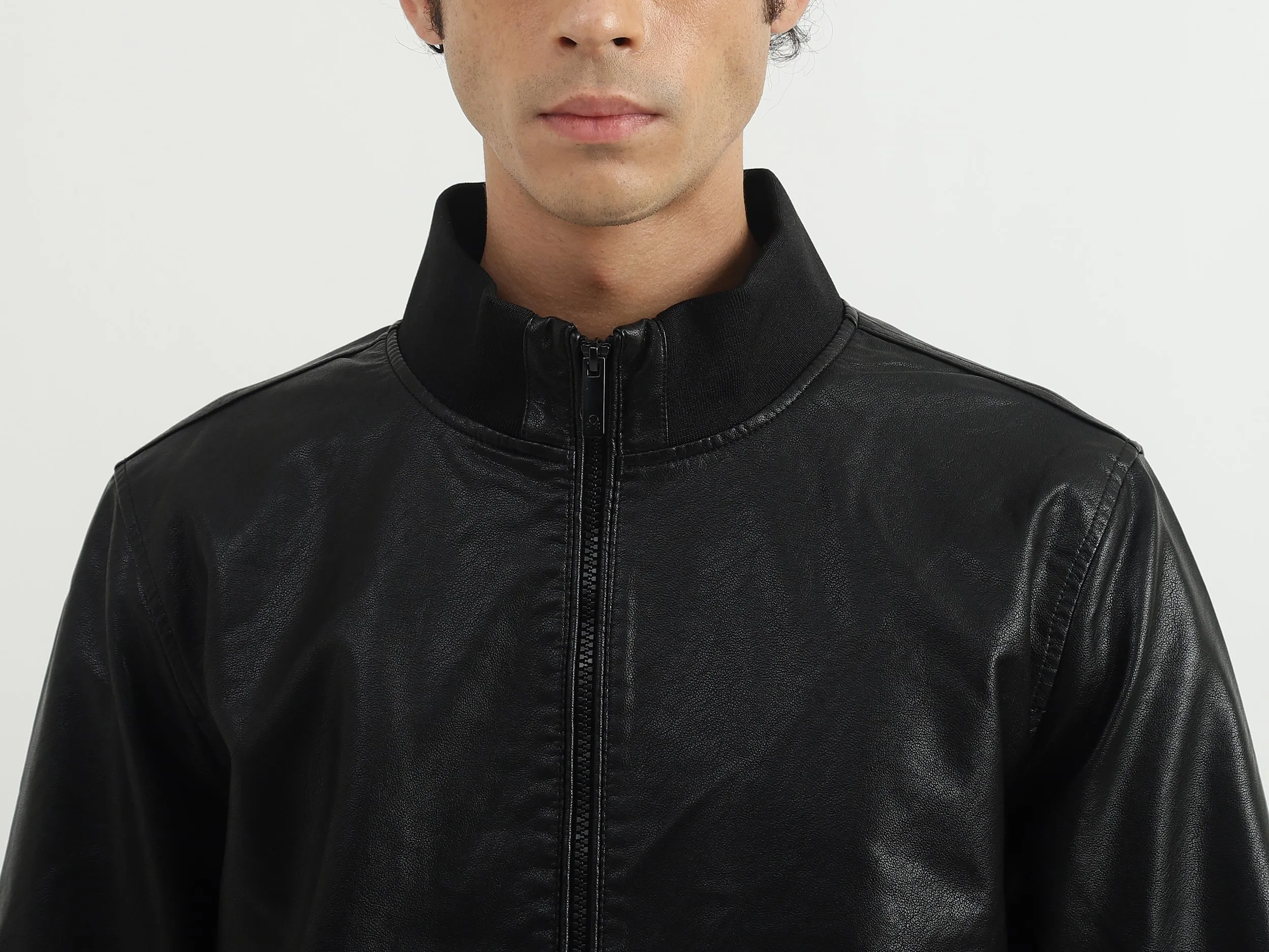 Men Solid High Neck Jacket