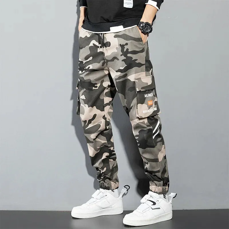 Men's Camo Cargo Pants - Streetwear Casual Pants in Green Camouflage