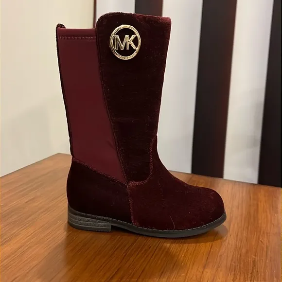 Michael Kors Emma Lily velour Boots new plum Girls Toddlers Size 11