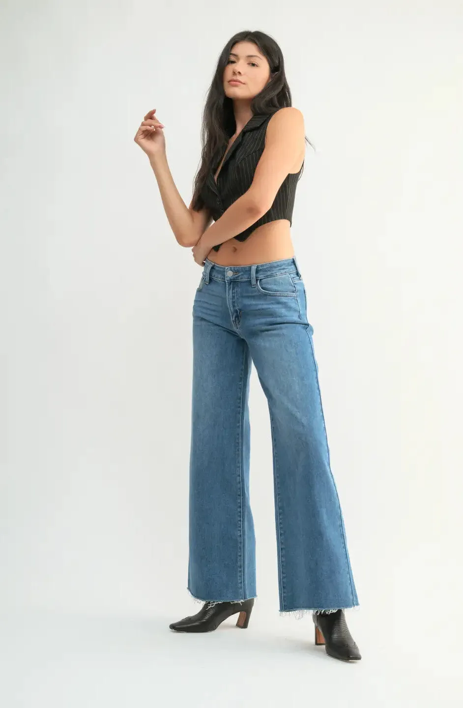 Mid Rise Relaxed Wide Leg