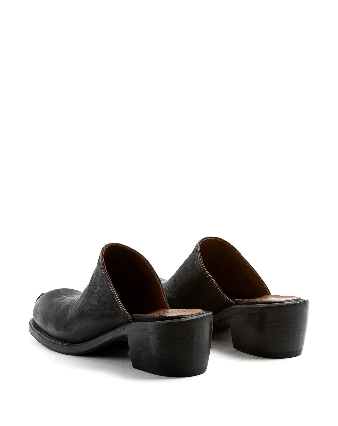 MIND Black Leather Clogs