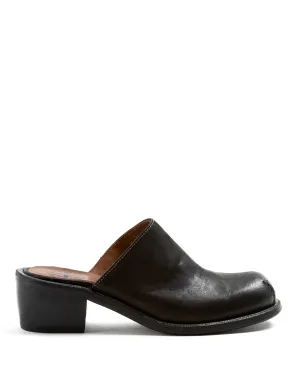 MIND Black Leather Clogs