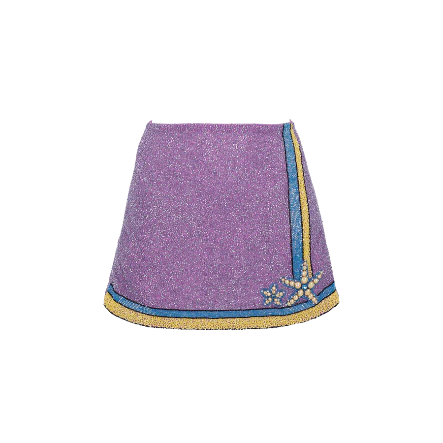 Monni Co-ord Hand Embroidered Crystal Skirt Purple
