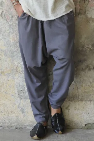 MOON Gender Neutral Linen Blend Harem Pants (Dark Gray, Brown)