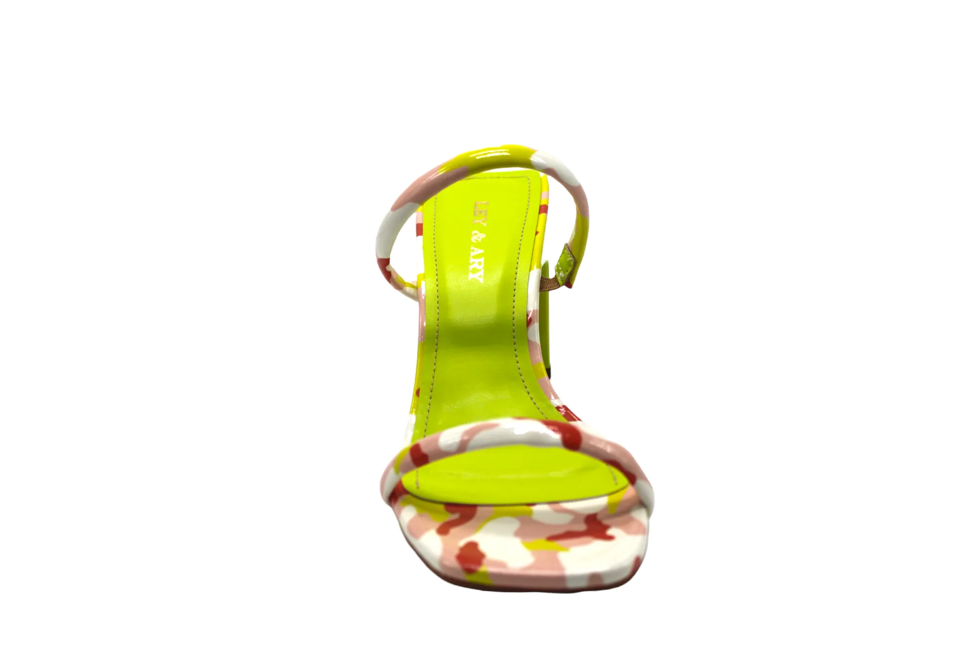 Multicolored Camo Slip On Heeled Sandals