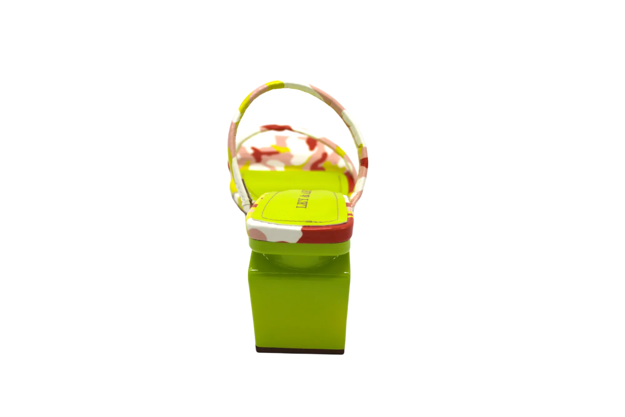 Multicolored Camo Slip On Heeled Sandals